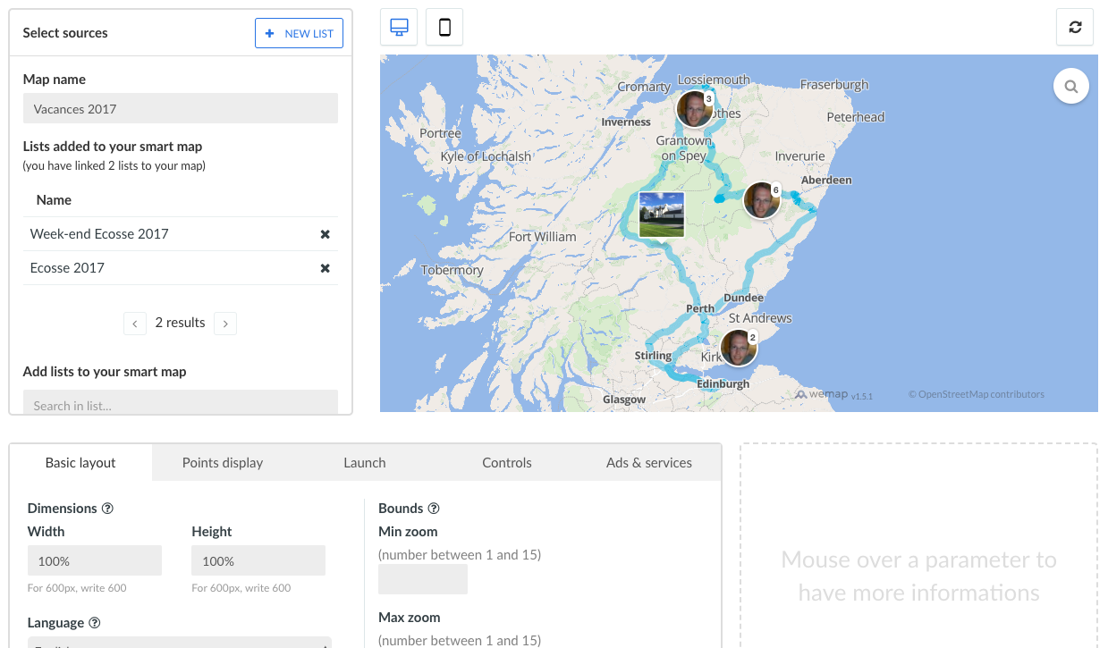 Screenshot: Wemap Pro - livemap details management