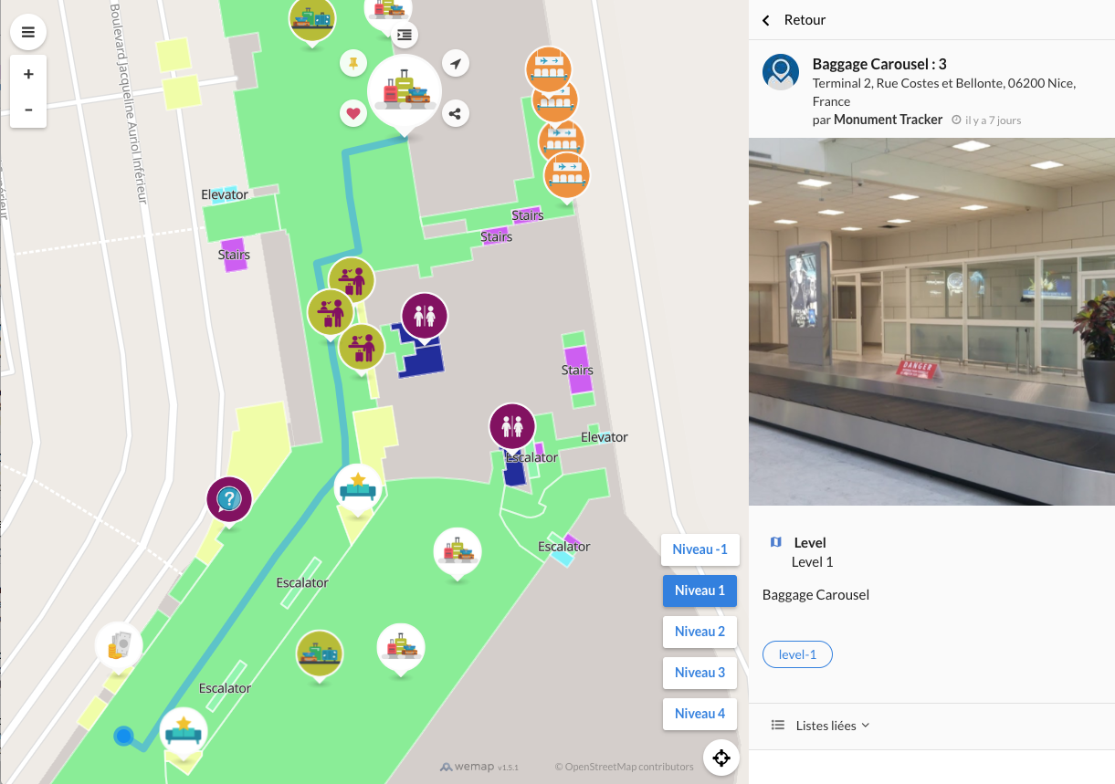 Screenshot: Airport livemap with multilevel management