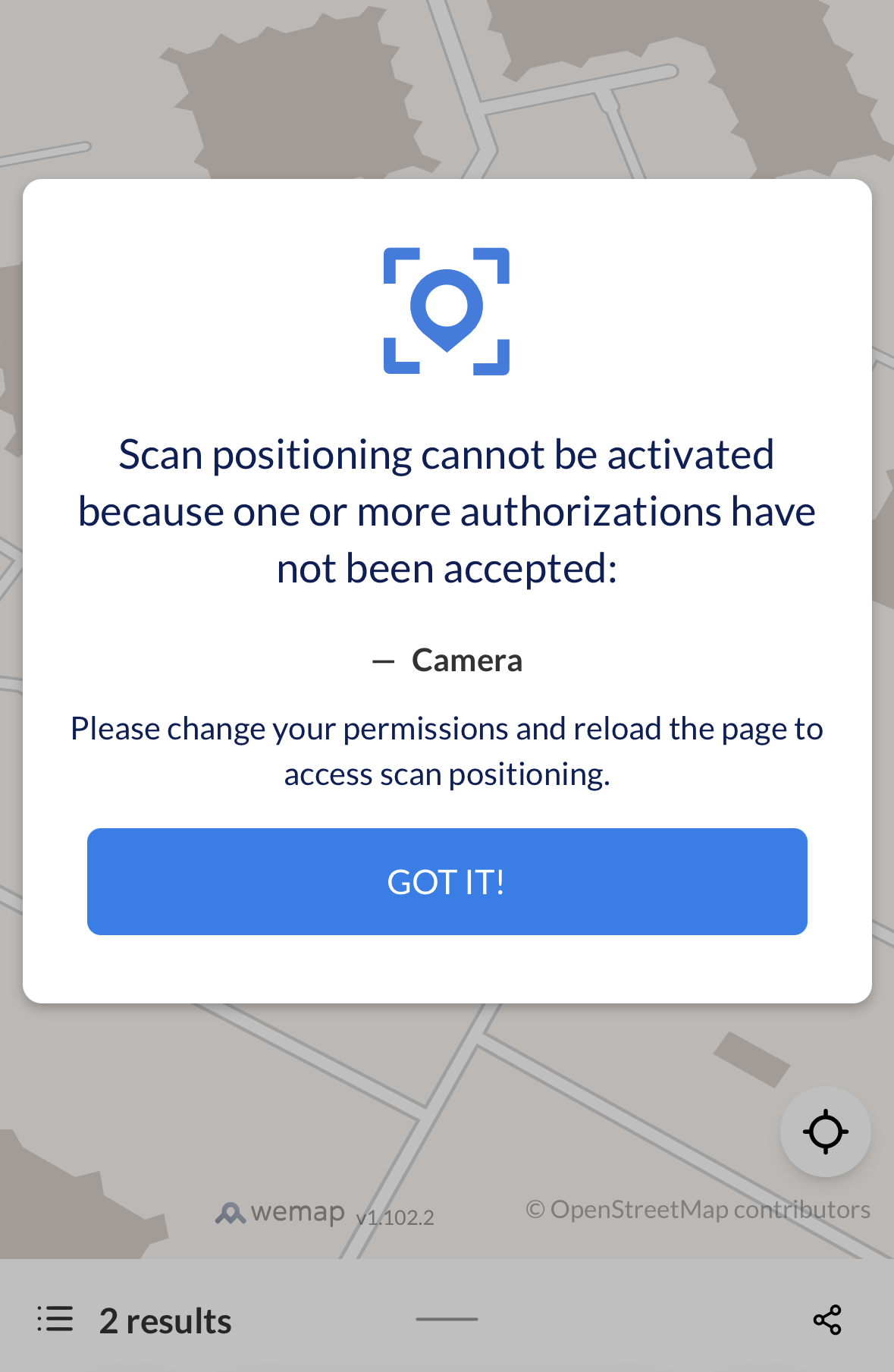 Camera unavailable example