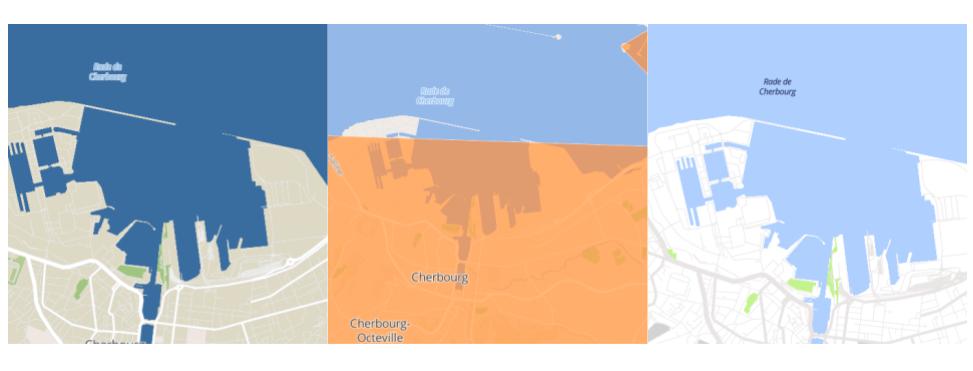 Screenshot: sample of map backgrounds with different styles and layers